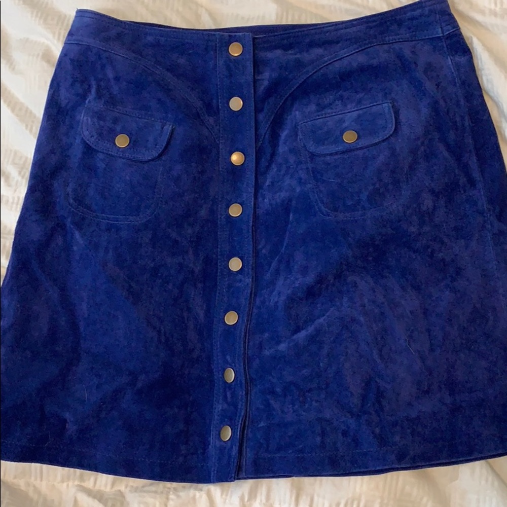 Suede button down skirt